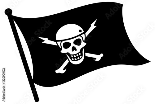 Pirate flag skull silhouette vector.