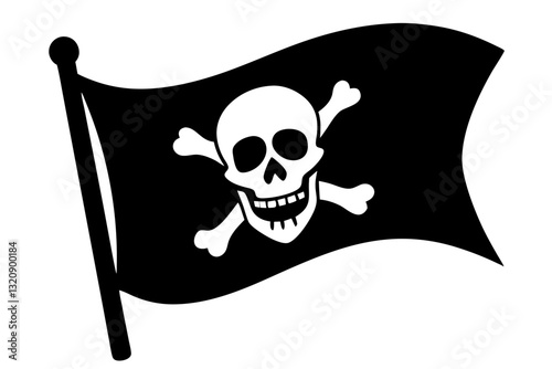 Pirate flag skull silhouette vector.