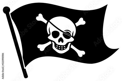 Pirate flag skull silhouette vector.