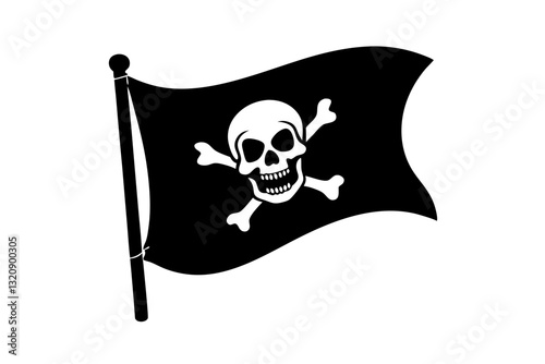 Pirate flag skull silhouette vector.