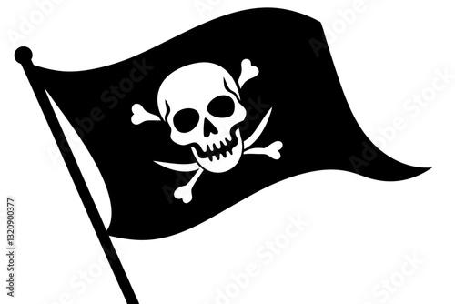 Pirate flag skull silhouette vector.