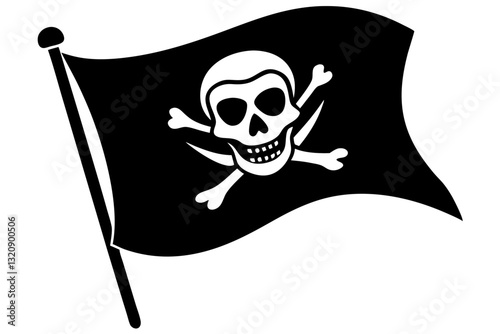 Pirate flag skull silhouette vector.