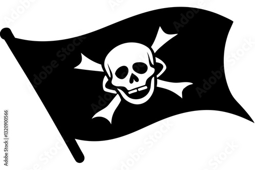 Pirate flag skull silhouette vector.
