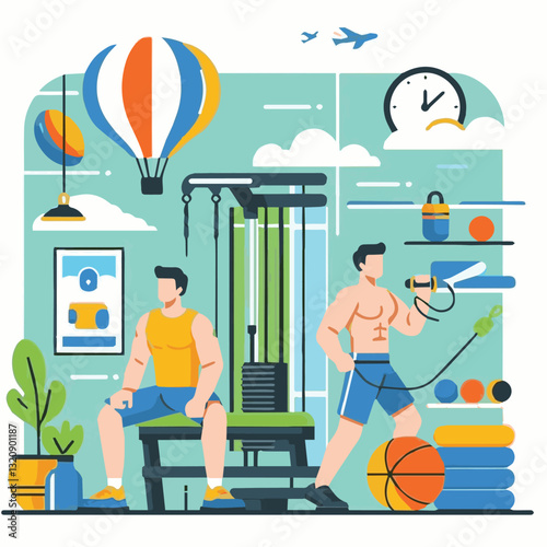 Adobe Illustrator gym, fitness, exercise, training, healthy, workout, sport, equipment, health, interior, activity, body, lifestyle, fit, club, strength, power, athlete, weight, woman, bodybuilding, a