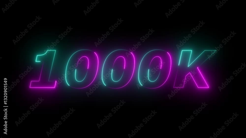 1000k animation neon text effect video motion on black background. 1000k animation neon text effect video motion on black background.