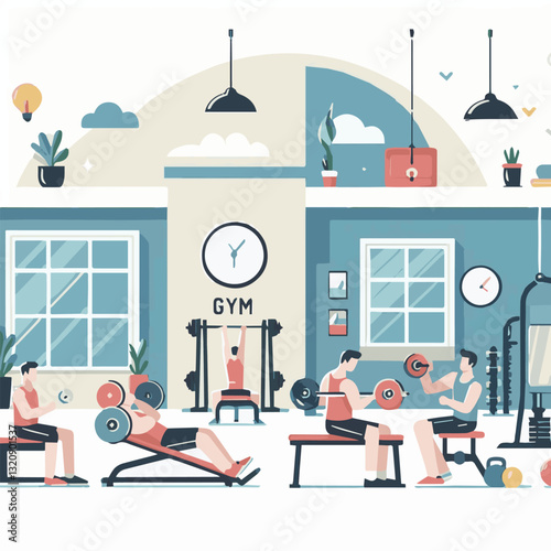 Adobe Illustrator gym, fitness, exercise, training, healthy, workout, sport, equipment, health, interior, activity, body, lifestyle, fit, club, strength, power, athlete, weight, woman, bodybuilding, a