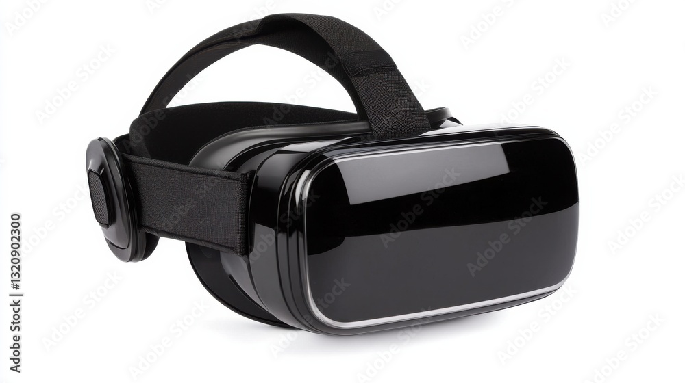 Sleek Black Virtual Reality Headset on White Background Sleek Black Virtual Reality Headset on White Background