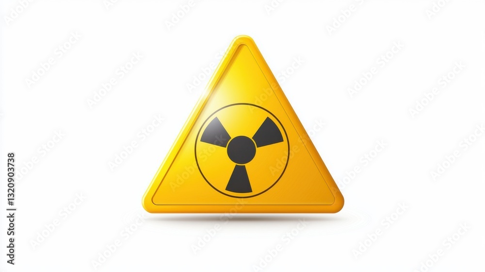 Yellow Triangular Radiation Warning Sign on White Background Yellow Triangular Radiation Warning Sign on White Background