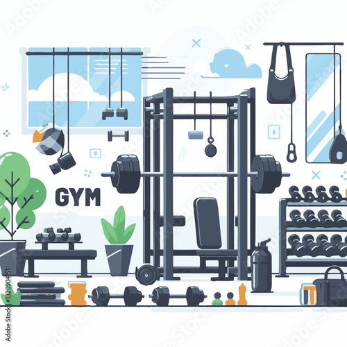 Adobe Illustrator gym, fitness, exercise, training, healthy, workout, sport, equipment, health, interior, activity, body, lifestyle, fit, club, strength, power, athlete, weight, woman, bodybuilding, a