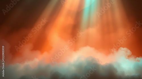 High-resolution stock photo, volumetric lighting. Warm terracotta and cool teal tones