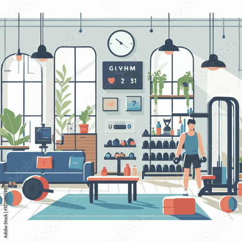 Adobe Illustrator gym, fitness, exercise, training, healthy, workout, sport, equipment, health, interior, activity, body, lifestyle, fit, club, strength, power, athlete, weight, woman, bodybuilding, a