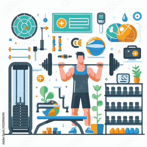 Adobe Illustrator gym, fitness, exercise, training, healthy, workout, sport, equipment, health, interior, activity, body, lifestyle, fit, club, strength, power, athlete, weight, woman, bodybuilding, a