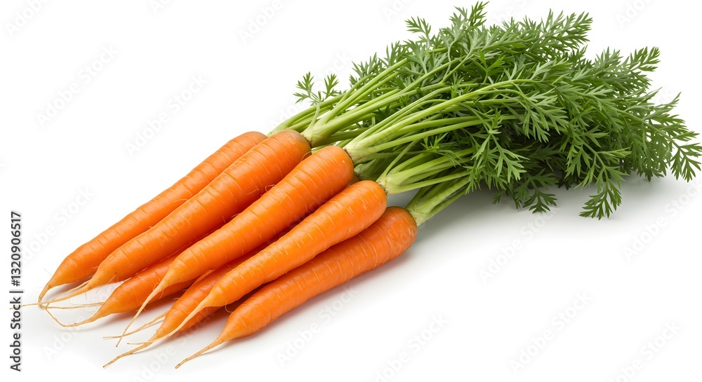 A bunch of fresh carrots isolated on a white background A bunch of fresh carrots isolated on a white background