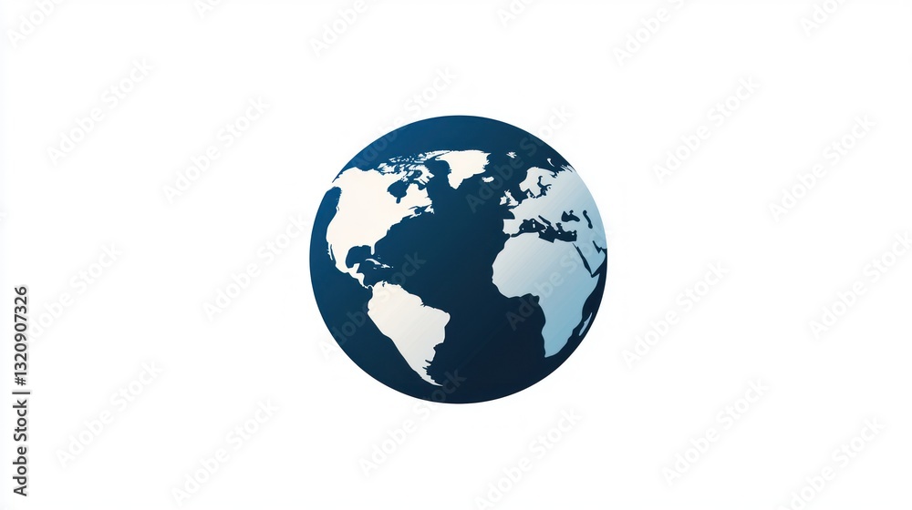 Stylized Blue and White Earth Globe on White Background Stylized Blue and White Earth Globe on White Background