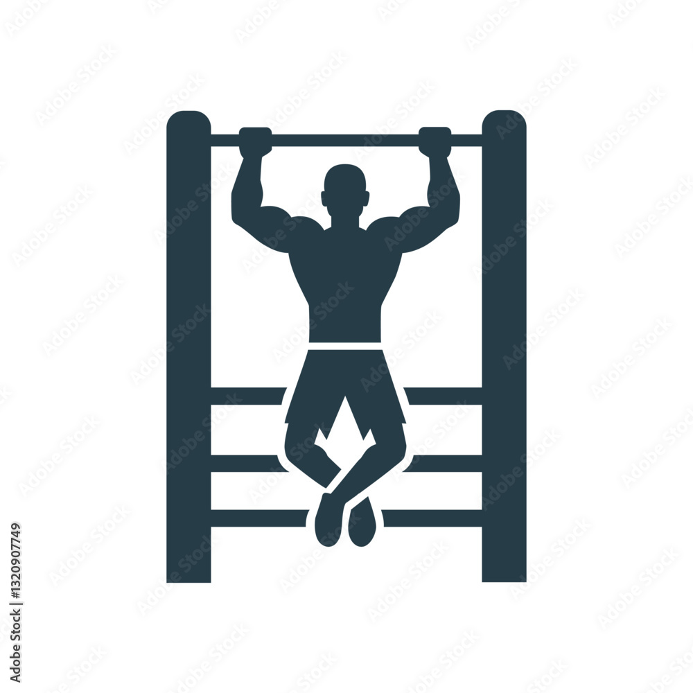 Fototapeta premium minimal Pull-ups exercise isolated on the horizontal bar icon, simple style vector illustration with background