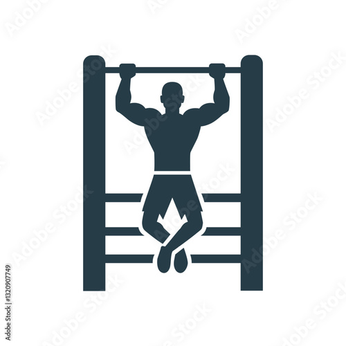 minimal Pull-ups exercise isolated on the horizontal bar icon, simple style vector illustration with background