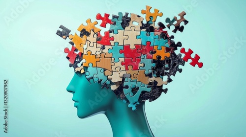 Wallpaper Mural Conceptual Digital Painting of a Human Brain Formed from Puzzle Pieces Torontodigital.ca