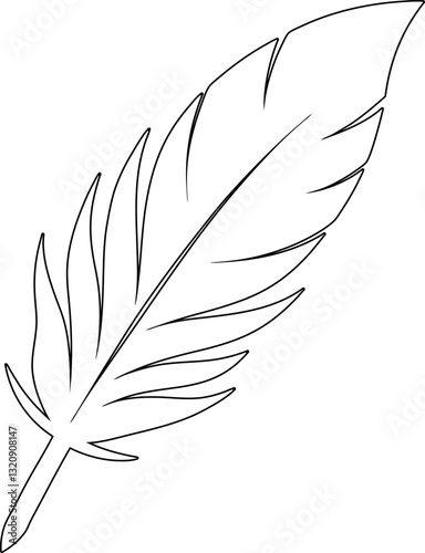 Black Feather Vector Line Art Illustration – Minimalist Feather Drawing for Designs