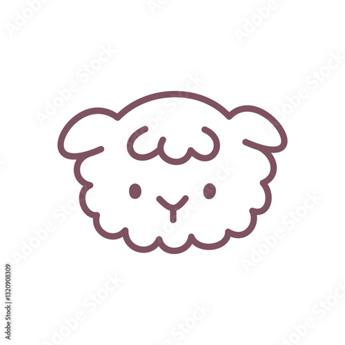Cute lamb icon. Hand drawn illustration of a little white sheep head isolated on a white background. Kawaii spring sticker. Vector 10 EPS.