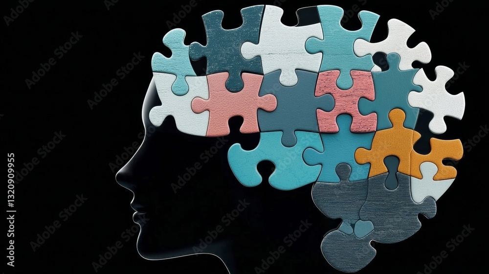 Futuristic Digital Concept of a Human Brain Formed from Puzzle Pieces Futuristic Digital Concept of a Human Brain Formed from Puzzle Pieces