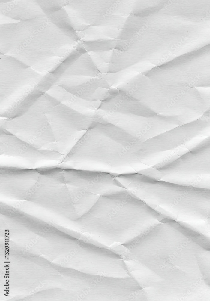 Fototapeta premium Wrinkled White Paper Texture with Abstract Creases and Minimalist Background for Design and Art