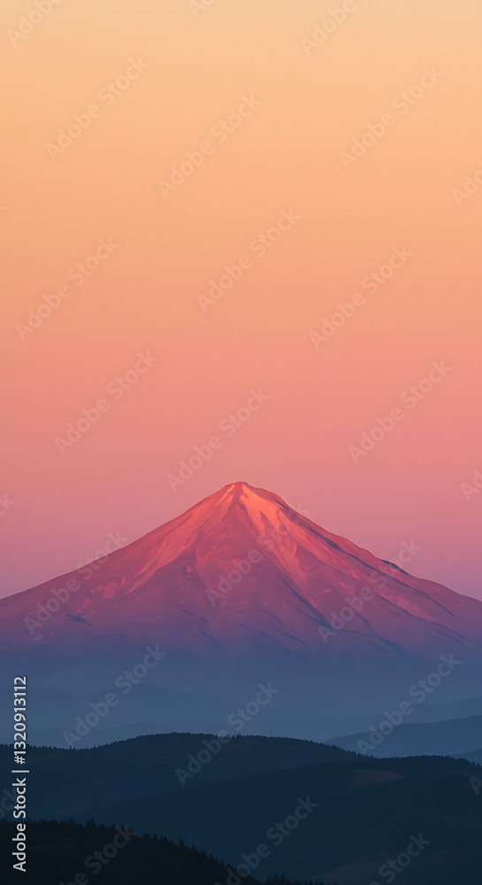 Fototapeta premium Glowing Sunset on Snow-Capped Mountain