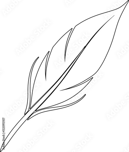 Black Feather Vector Line Art Illustration – Minimalist Feather Drawing for Designs
