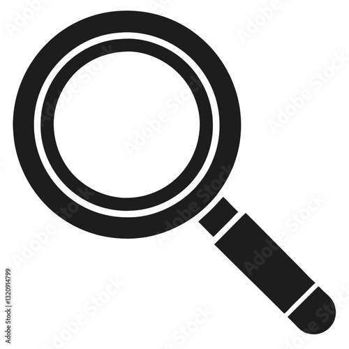Simple, dark gray magnifying glass icon.