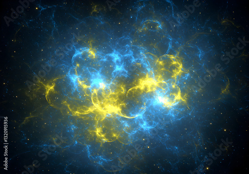 Blue Yellow Vibrant Nebula photo