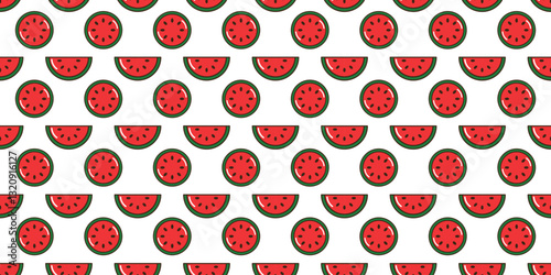 Watermelon seamless pattern background, vector illustration of watermelon slices, suitable for wallpaper, background, and packaging