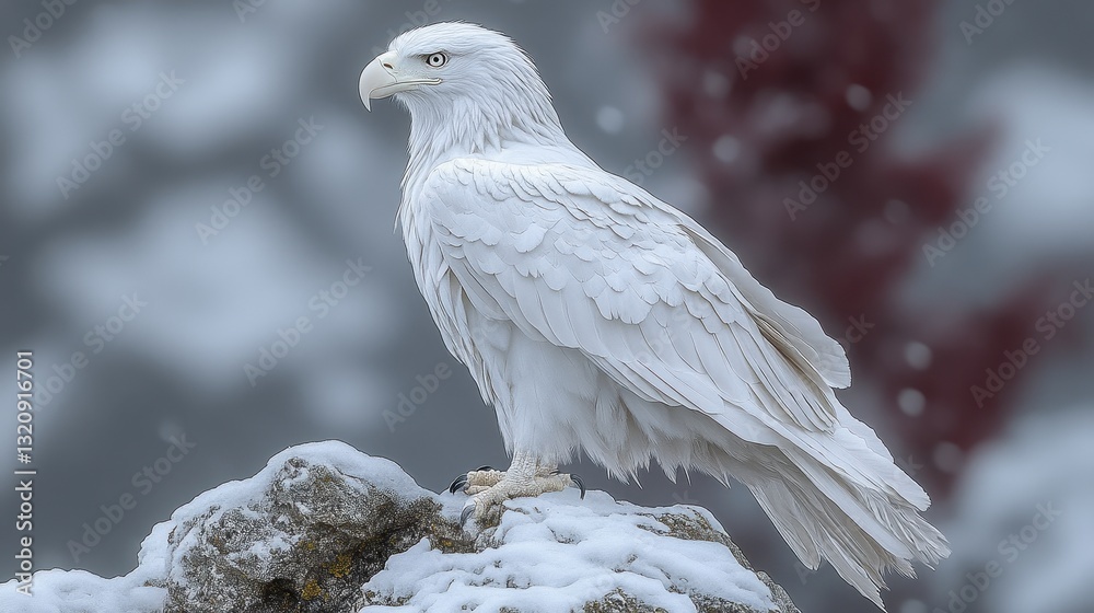 Majestic white Polish eagle crowned by stormy skies radiates national pride amidst waves of crimson and white Majestic white Polish eagle crowned by stormy skies radiates national pride amidst waves of crimson and white