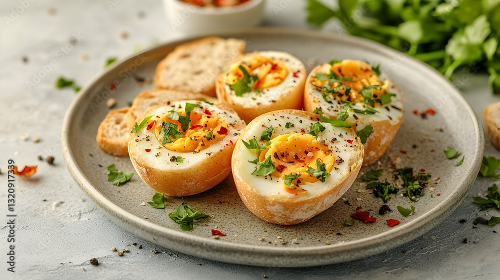 Baked Eggs in Toast Cups With Fresh Herbs Baked Eggs in Toast Cups With Fresh Herbs