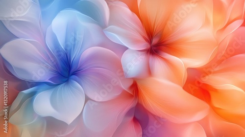 Two flowers with vibrant colors blooming in an abstract arrangement