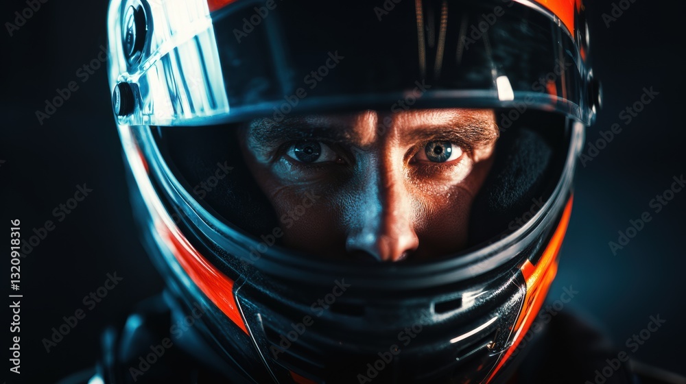 Racing driver prepares for competition at night Racing driver prepares for competition at night