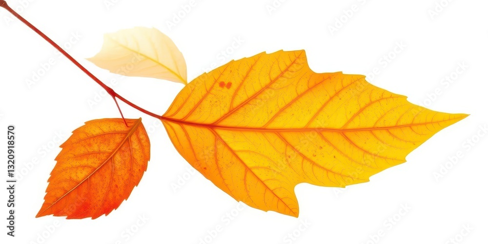 Fototapeta premium Single autumn leaf isolated on white background, isolated, high resolution