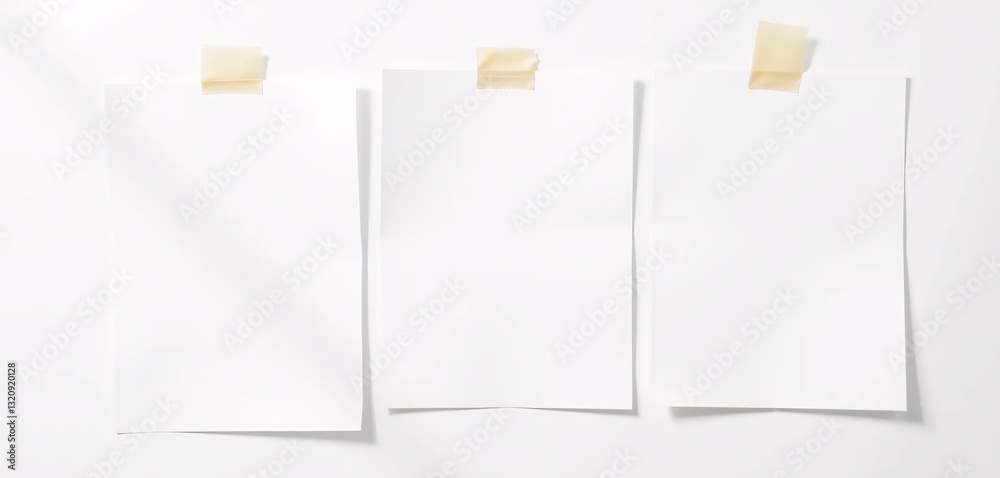 Blank Paper Sheets, An Invitation For Creativity. Paper Attached To Surface, A Simplicity Visual. Subtle Shadows, An Artistic Touch. Three Sheets, Ready For Your Ideas. Blank Paper Sheets, An Invitation For Creativity. Paper Attached To Surface, A Simplicity Visual. Subtle Shadows, An Artistic Touch. Three Sheets, Ready For Your Ideas.