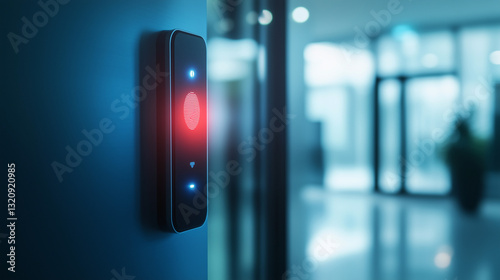 Smart doorbell with facial recognition in modern hallway