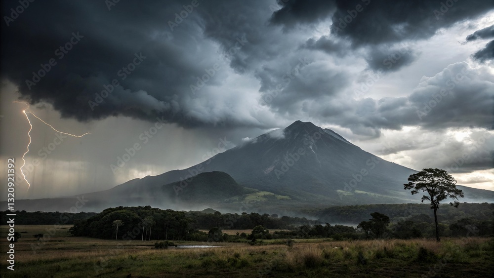 Obraz premium A Stunning Time-Lapse of Clouds Rolling Over the Majestic Mountains, Their Shapes Shifting and Changing with the Flow of the Wind, Creating a Dramatic and Ever-Evolving Sky Above the Rugged Peaks