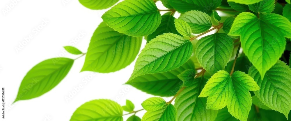 Intricate green leaves, vibrant, lush, isolated on pure white, nature, healthy Intricate green leaves, vibrant, lush, isolated on pure white, nature, healthy