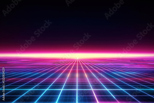 Wallpaper Mural A vibrant futuristic landscape featuring neon lines and a colorful horizon. Torontodigital.ca