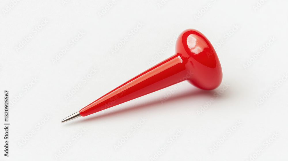 A vibrant red pushpin isolated on a white background, perfect for design needs. isolated on white background. A vibrant red pushpin isolated on a white background, perfect for design needs. isolated on white background.