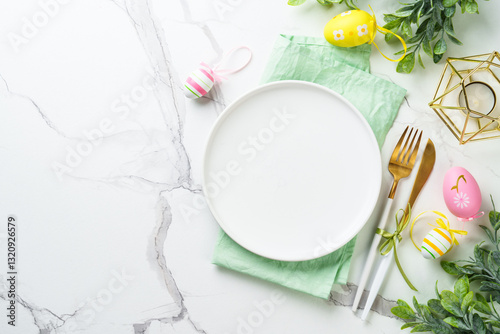 Obraz na płótnie Easter table setting on white background. w salonie