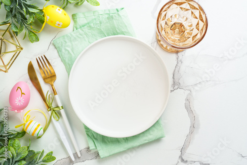 Obraz na płótnie Easter table setting on white background. w salonie
