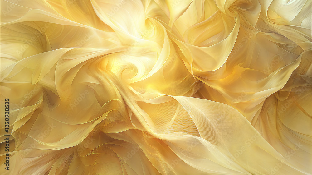 Fototapeta premium Soft golden abstract texture with flowing fabric and light effects 