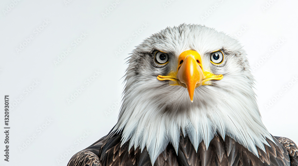 Fototapeta premium Close-up portrait of a majestic eagle showcasing its intense gaze and detailed feathers. isolated on white background.