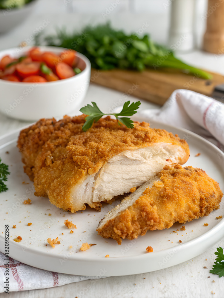 Delicious Fried Chicken Breast – Isolated on White Background for Stock Photos Delicious Fried Chicken Breast – Isolated on White Background for Stock Photos