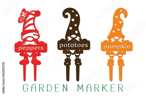 Set of Vegetable Garden Markers - pepper, potato,pumpkin