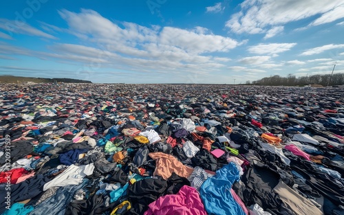A vast expanse of thrown-away clothing, showcasing the impact of fashion waste. 