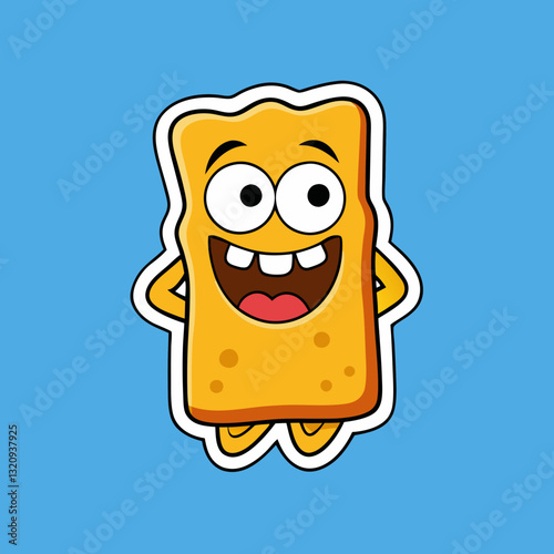 Funny cartoon sticker, Cartoon character Vector, Color vector illustration, Cheerful cartoon, perfect for kids' designs.