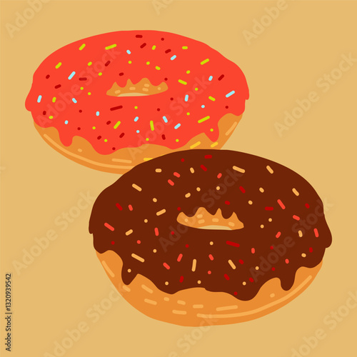 Set of flat vector cartoon donuts for cafe, menu, restaurants, menus, fabrics, websites